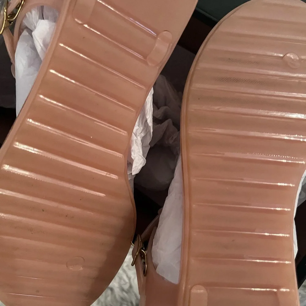 WEEKEND SALE...Coach Peach Jelly T-Strap Floral Sandals